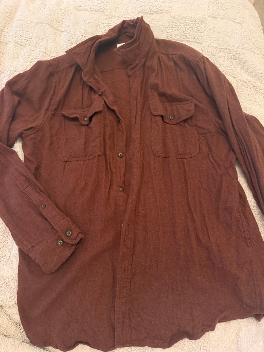 Men's Lightweight Button-Front Shirt Jacket in Burnt Brown